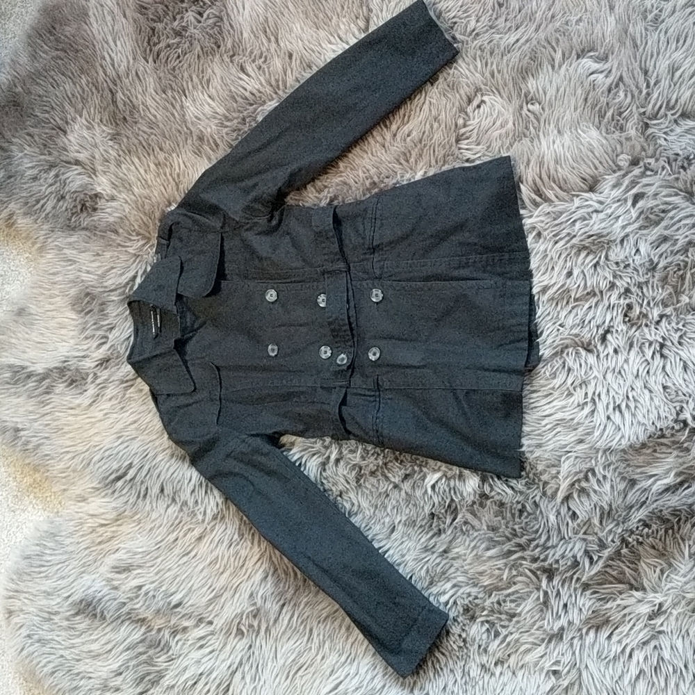 Buttoned Black Lightweight Trench Coat Jacket